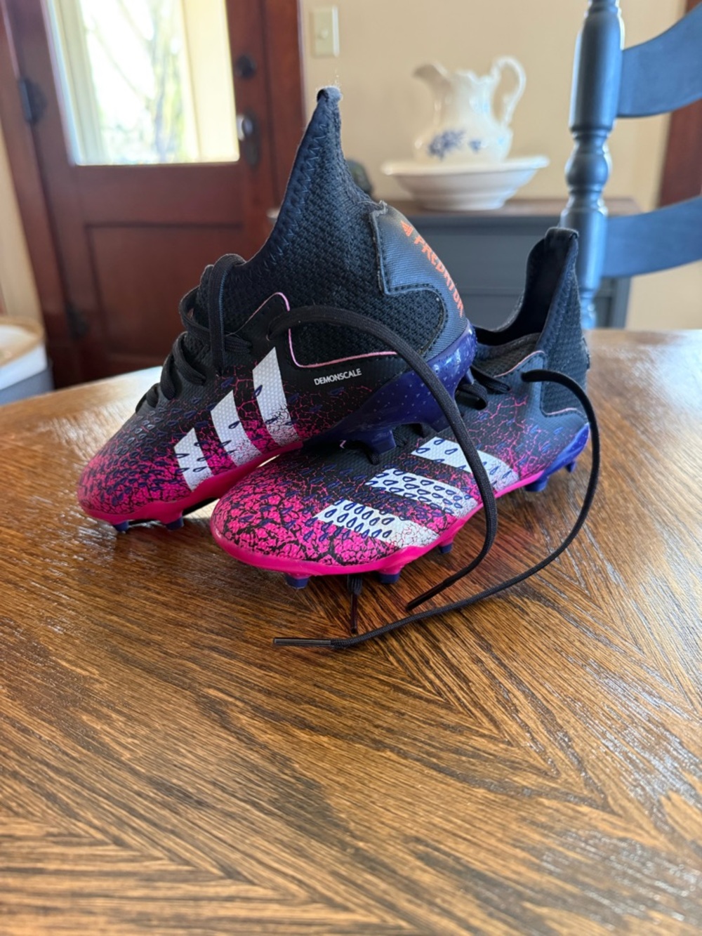 adidas Kids Soccer Cleats in Black & Pink